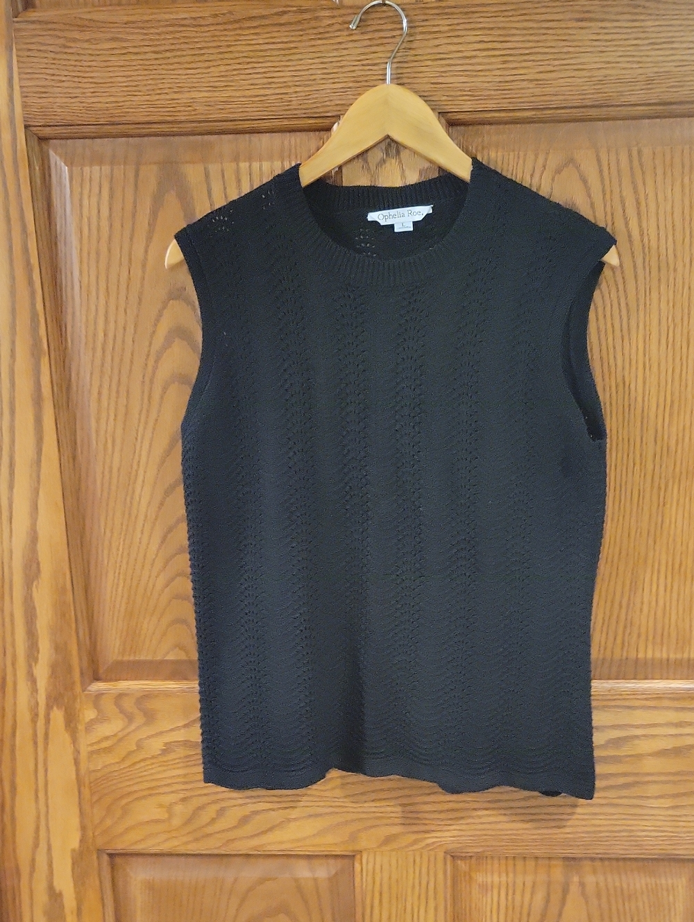 Womens Open Knit Black Sweater Vest Size Large